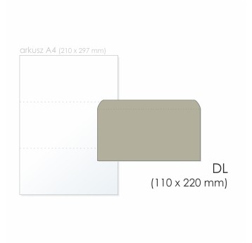 Koperta recykling DL NK kol. szary papier 110 x 220mm 90g 1 szt. [42902]