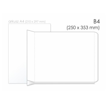 Koperta rozszerzana B4 HK BONG RBD/Expander kol. biały papier 250 x 353 x 50mm 120g 250 szt. [8080]