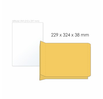 Koperta rozszerzana C4 HK NC KOPERTY RBD kol. brązowy papier 229 x 324 x 38mm 130g 250 szt. [41633067]