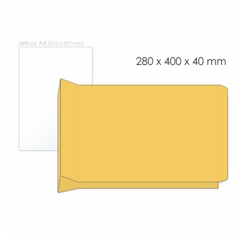Koperta rozszerzana E4 HK BONG RBD/Expander kol. brązowy papier 280 x 400 x 40mm 120g 250 szt. [8090]