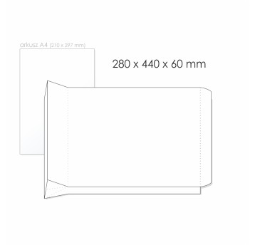 Koperta rozszerzana E4S-220 HK BONG RBD kol. biały papier 280 x 440 x 60mm 150g 1 szt.