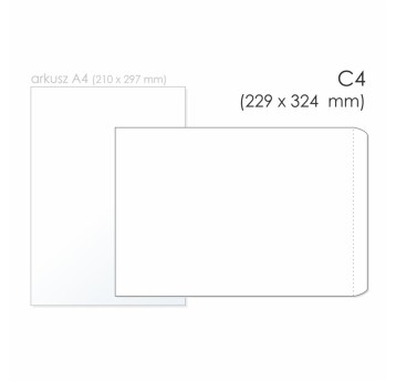 Koperta uniwersalna C4 SK NC KOPERTY kol. biały papier 229 x 324mm 90g foliowana 50 szt.