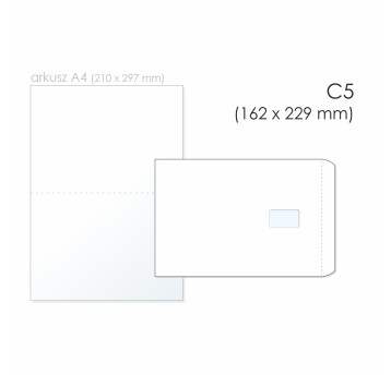 Koperta uniwersalna C5 HK NC KOPERTY kol. biały papier 162 x 229mm 90g okno prawe/lewe środek 45 x 90mm 500 szt. [31432120]