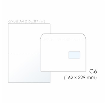 Koperta uniwersalna C5 SK BONG kol. biały papier 162 x 229mm 80g okno prawe środek 45 x 90mm 500 szt. [2256]