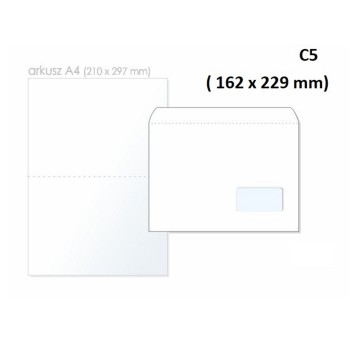 Koperta uniwersalna C5 SK NC KOPERTY kol. biały papier 162 x 229mm 80g okno prawe 45 x 90mm długi bok 500 szt. [11427199]