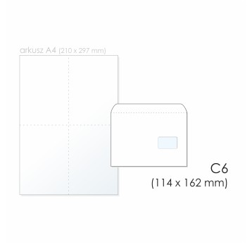 Koperta uniwersalna C6 SK BONG kol. biały papier 114 x 162mm 75g okno prawe 45 x 90mm foliowana 50 szt.
