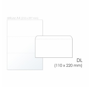 Koperta uniwersalna DL HK BONG Prestige kol. biały papier 110 x 220mm 80g ciemny poddruk 100 szt.