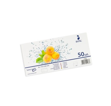 Koperta uniwersalna DL SK BONG kol. biały papier 110 x 220mm 80g okno lewe 45 x 90mm foliowana 50 szt. [2206-50]