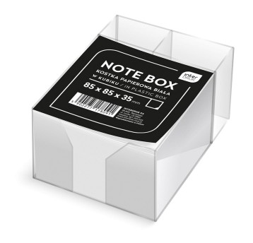 Kostka nieklejona 85 x 85 x 35mm INTERDRUK kol. biały w pojemniku [KOSPAPBKUBM]
