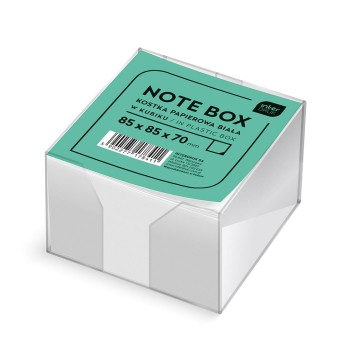 Kostka nieklejona 85 x 85 x 70mm INTERDRUK kol. biały w pojemniku [KOSPAPBKUBD]