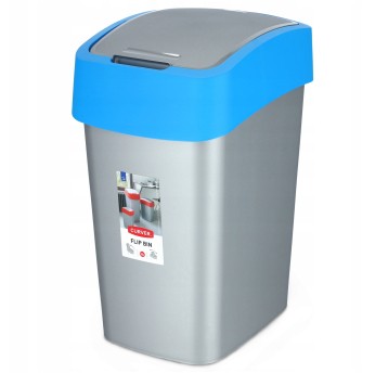 Kosz na śmieci uchylny 25L CURVER Click-It plastik kol. srebrno-niebieski [217817]