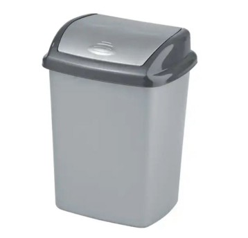Kosz na śmieci uchylny 25L CURVER Dominik plastik kol. srebrny [28125]