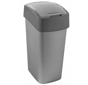 Kosz na śmieci uchylny 50L CURVER Flip-Bin plastik kol. srebrno-szary