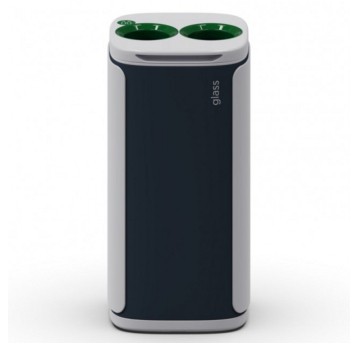 Kosz na śmieci uchylny 60L KOBRA WASTEE metal kol. czarno-szary łączone na magnes, segregacja szkło [608689]