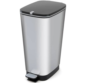 Kosz na śmieci uchylny z pedałem 60L metal kol. srebrny KIS [300445]