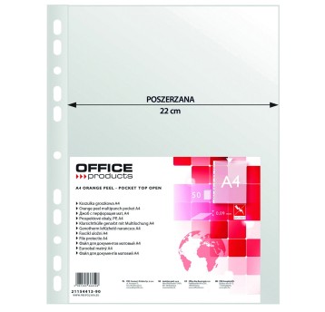 Koszulki na dokumenty groszkowe A4 50 szt. OFFICE PRODUCTS 90mic poszerzane [21154413-90]