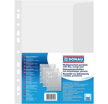 Koszulki na dokumenty groszkowe B4 1 szt. DONAU 100mic z klapką [1748910PL-00]