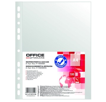 Koszulki na dokumenty krystaliczne A4 100 szt. OFFICE PRODUCTS 30mic [21142115-90]