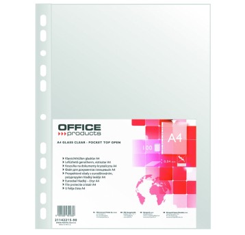 Koszulki na dokumenty krystaliczne A4 100 szt. OFFICE PRODUCTS 40mic [21142215-90]