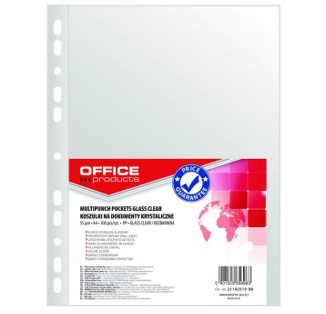 Koszulki na dokumenty krystaliczne A4 100 szt. OFFICE PRODUCTS 55mic [21142515-90]