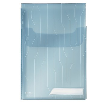 Koszulki na dokumenty krystaliczne A4 3 szt. LEITZ poszerzane, niebieskie transparentne [47270035]