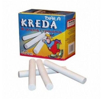 Kreda szkolna MARBOR kol. biały okrągła 50 lasek [M8]