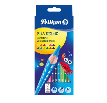 Kredki ołówkowe PELIKAN SILVERINO kpl. 12 kol. trójkątne [700634]