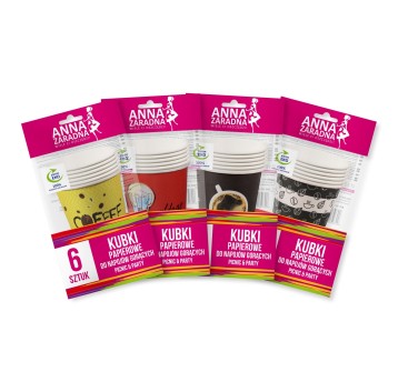Kubek papier do gorących napojów 200ml mix kolorów 6 szt. ANNA ZARADNA [ST-AZ-033669]