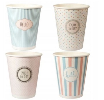 Kubek papier do gorących napojów 250ml mix kolorów pastelowych 100 szt.