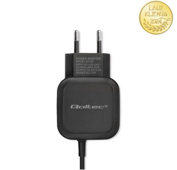 Ładowarka sieciowa QOLTEC kol. czarny USB + wbudowany kabel USB typ-C 17W 5V 3,4A [50190]