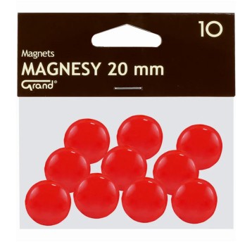 Magnesy do tablic magnetycznych plastikowe Ø20mm GRAND kol. czerwony 10 szt. [130-1688]