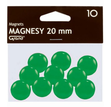 Magnesy do tablic magnetycznych plastikowe Ø20mm GRAND kol. zielony 10 szt. [130-1692]