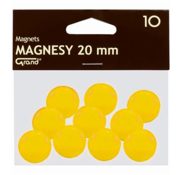 Magnesy do tablic magnetycznych plastikowe Ø20mm GRAND kol. żółty 10 szt. [130-1691]