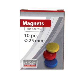 Magnesy do tablic magnetycznych plastikowe Ø25mm 2x3 mix kolorów 10 szt. [AM120]