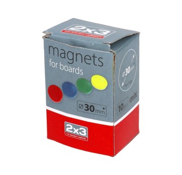 Magnesy do tablic magnetycznych plastikowe Ø30mm 2x3 mix kolorów 10 szt. [AM130]