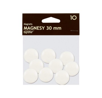 Magnesy do tablic magnetycznych plastikowe Ø30mm GRAND kol. biały 10 szt. [130-1693]