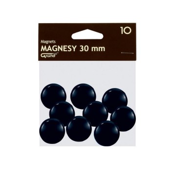 Magnesy do tablic magnetycznych plastikowe Ø30mm GRAND kol. czarny 10 szt. [130-1694]