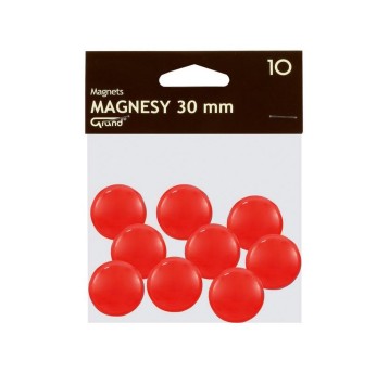 Magnesy do tablic magnetycznych plastikowe Ø30mm GRAND kol. czerwony 10 szt. [130-1695]