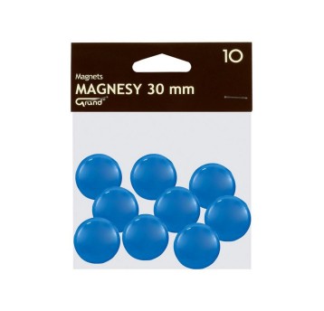 Magnesy do tablic magnetycznych plastikowe Ø30mm GRAND kol. niebieski 10 szt. [130-1690]