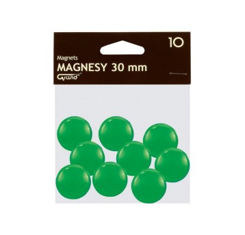Magnesy do tablic magnetycznych plastikowe Ø30mm GRAND kol. zielony 10 szt. [130-1697]