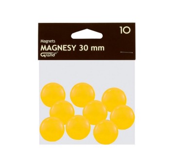 Magnesy do tablic magnetycznych plastikowe Ø30mm GRAND kol. żółty 10 szt. [130-1698]