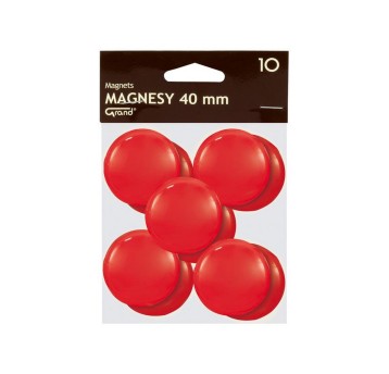 Magnesy do tablic magnetycznych plastikowe Ø40mm GRAND kol. czerwony 10 szt. [130-1701]