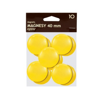 Magnesy do tablic magnetycznych plastikowe Ø40mm GRAND kol. żółty 10 szt. [130-1704]