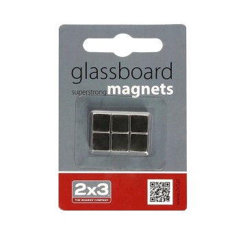 Magnesy do tablic szklanych magnetycznych metalowe 1 x 1 x 0,5cm 2x3 kol. srebrny 6 szt. [AM150]
