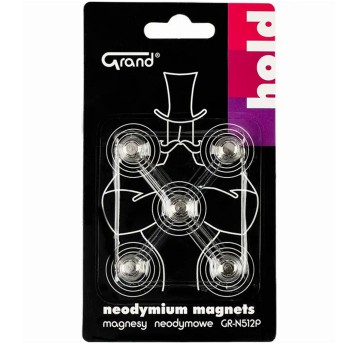Magnesy neodymowe do tablic GRAND okrągłe z uchwytem (średnica 12mm) 5 szt. [GR-N512P]