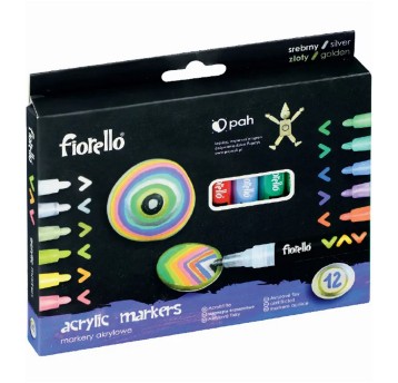 Marker akrylowy FIORELLO GR-1106 końcówka okrągła 2mm kpl. 12 kol. [160-2262]