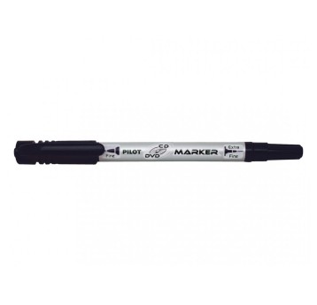 Marker do CD/DVD permanentny PILOT TWIN dwustronny końcówka Fine/Ekstra Fine 2mm / 0,8mm kol. czarny [SCA-TMCD-B]
