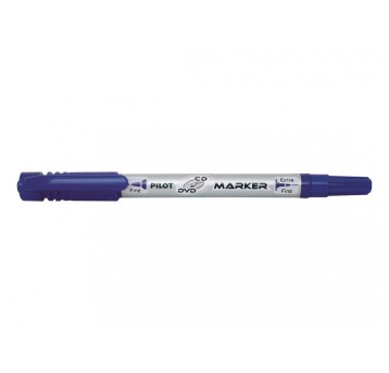 Marker do CD/DVD permanentny PILOT TWIN dwustronny końcówka Fine/Ekstra Fine 2mm / 0,8mm kol. niebieski [SCA-TMCD-L]