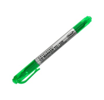 Marker do CD/DVD permanentny TOMA TO-320 dwustronny końcówka metalowa / fibrowa 0,5mm / 0,8mm kol. zielony [TO-320 42]