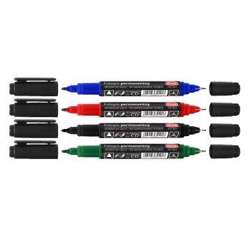 Marker do CD/DVD permanentny TOMA TO-321 dwustronny końcówka okrągła / igłowa 0,5mm / 1mm kol. czerwony